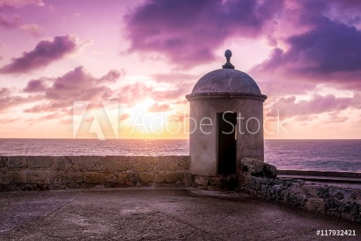Picture of Purple Sunset over Defensive Wall - Cartagena de Indias Colombia